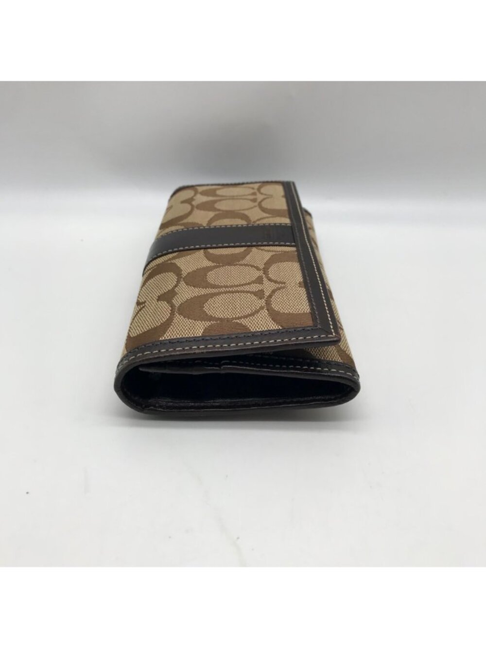 Coach Brown Canvas And Leather Monogram Trifold Wallet - Picture 4 of 12